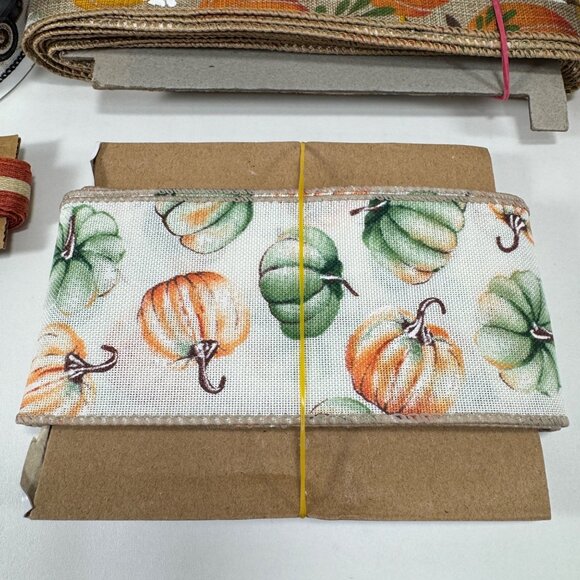 Lot Ribbon Fall Autumn Pumpkins Burlap Harvest - Picture 2 of 16